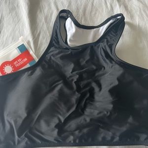 Black SwimZip racer back top
